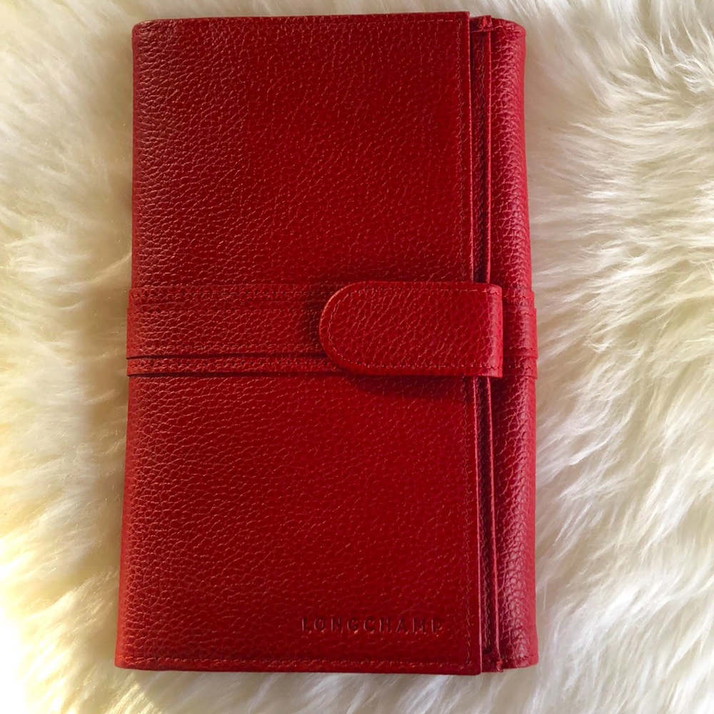 Longchamp Valentine Red Foulonne large wallet